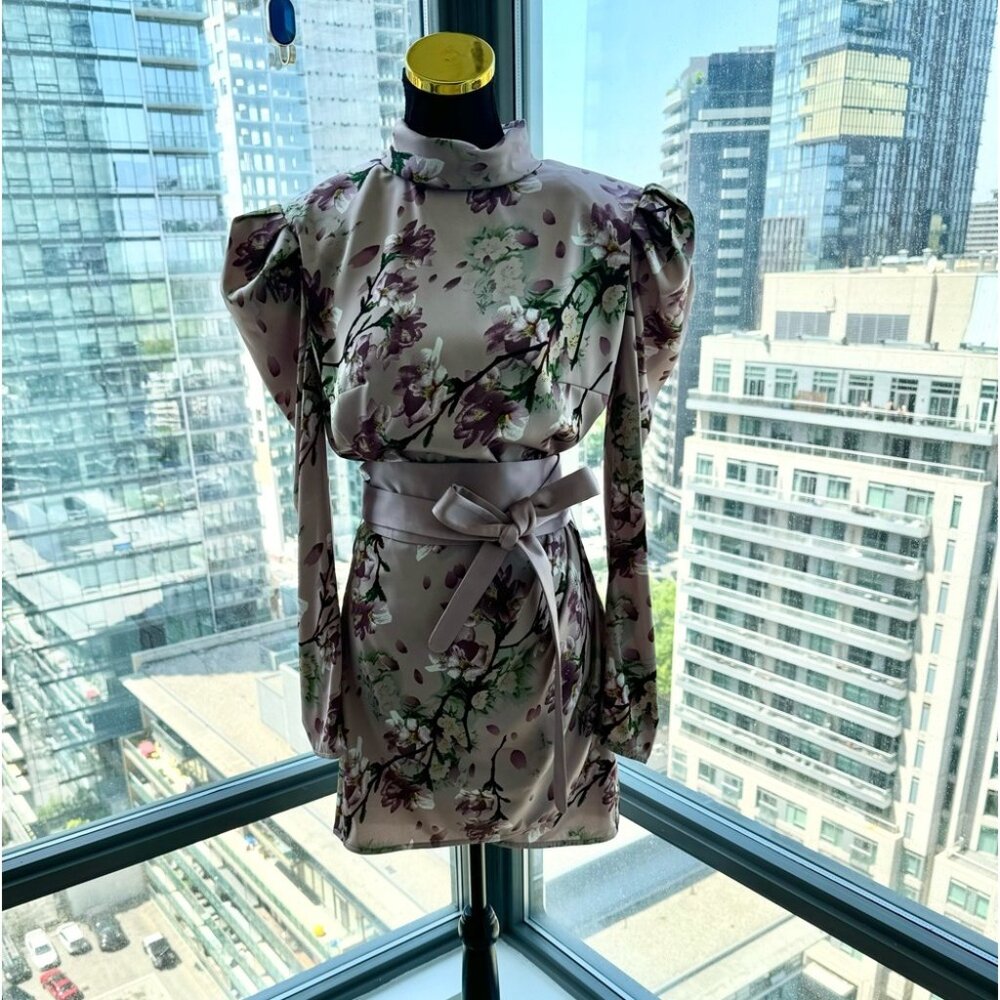 🆕 BRONX & BANCO 🧿 NWOT Noel Sakura Mini Dress - Size L = US 8 - Picture 4 of 16